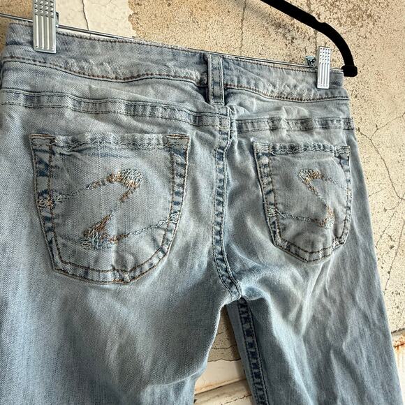 Y2K Low Rise Bootcut Jeans Silver Womens W29 L32 Light Wash Denim Flare Leg Jean - Picture 5 of 6